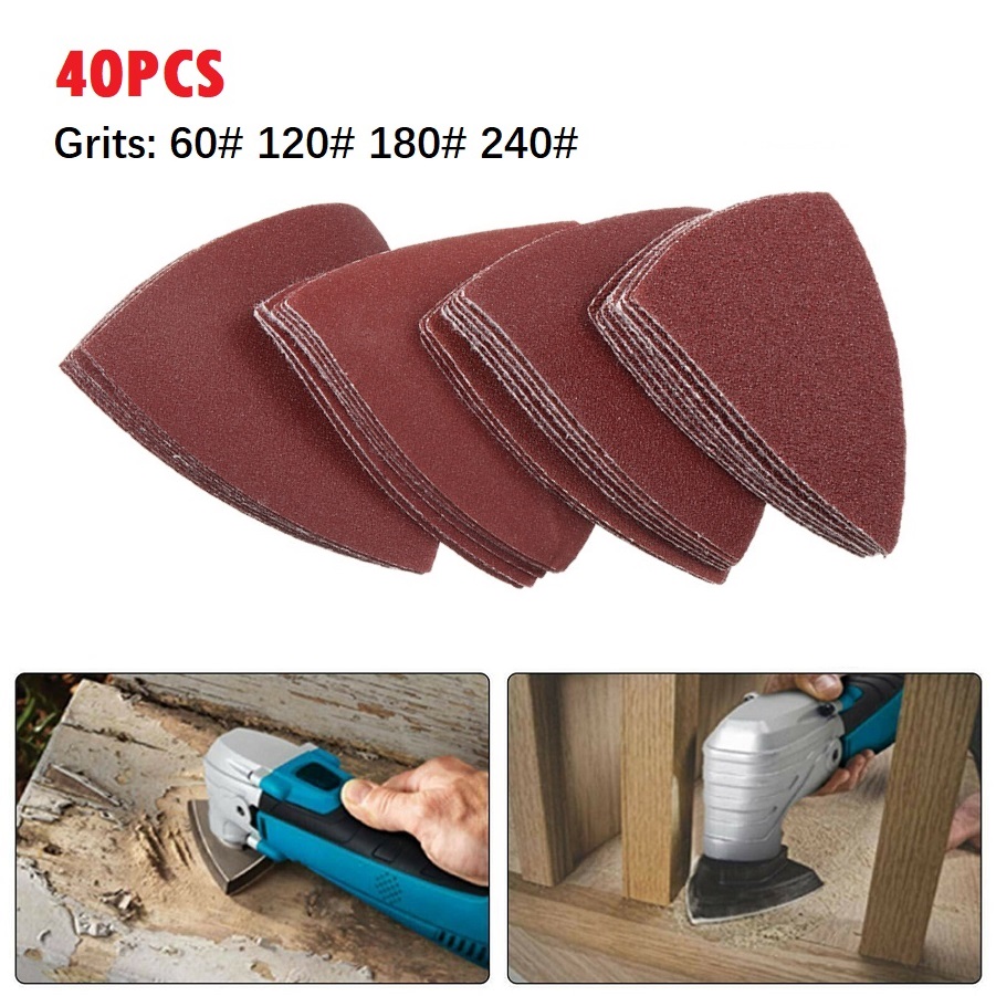 Oscillating Multi Tool - 40pc Triangolo Carta Vetrata 60/120/180/240Grit Gancio